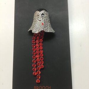 Betsey Johnson New Silver and Red Ghost Brooch